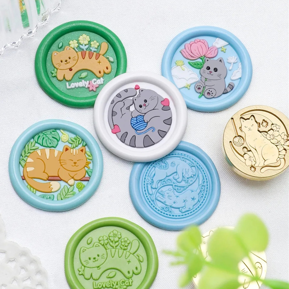 Wax Seal Stamp Kit - Серия Cat, 25 мм, сургучная печать,